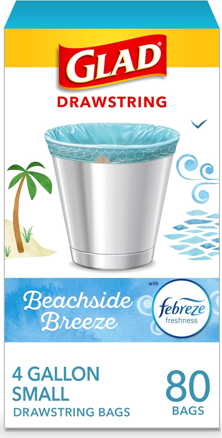 Glad Small Trash Bags 4 Gallon, Febreze Beachside Breeze...