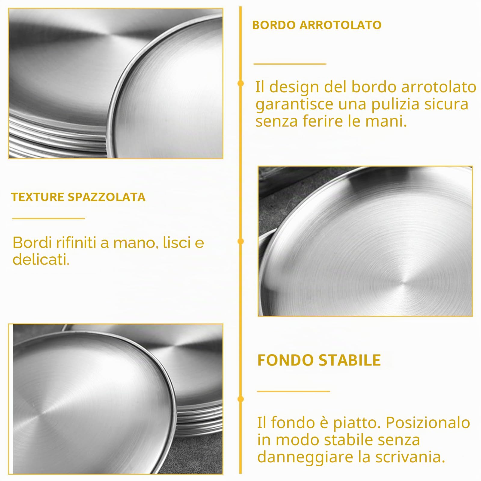 GOMETY 6 teglie rotonde per pizza in acciaio inox, 26 cm, in acciaio al carbonio rivestito, teglia per pizza, sana, atossica, facile da pulire e lavabile in lavastoviglie