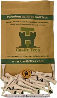 Castle Tees - A range of super strong premium bamboo Castle Golf Tees that are durable & fully biodegradable, great for golf & for the planet (Bag 42mm Straight Tees)