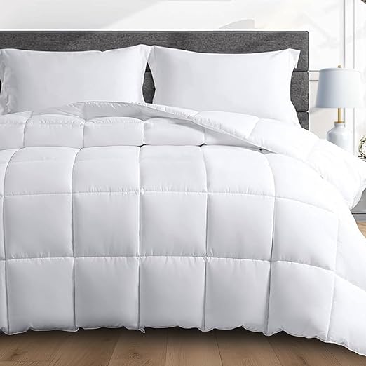 HomeSmart Weighted Comforter Queen Size 40lbs - More Fluffy Fill Than Regular Queen Size Weighted Blankets, White, 88x92