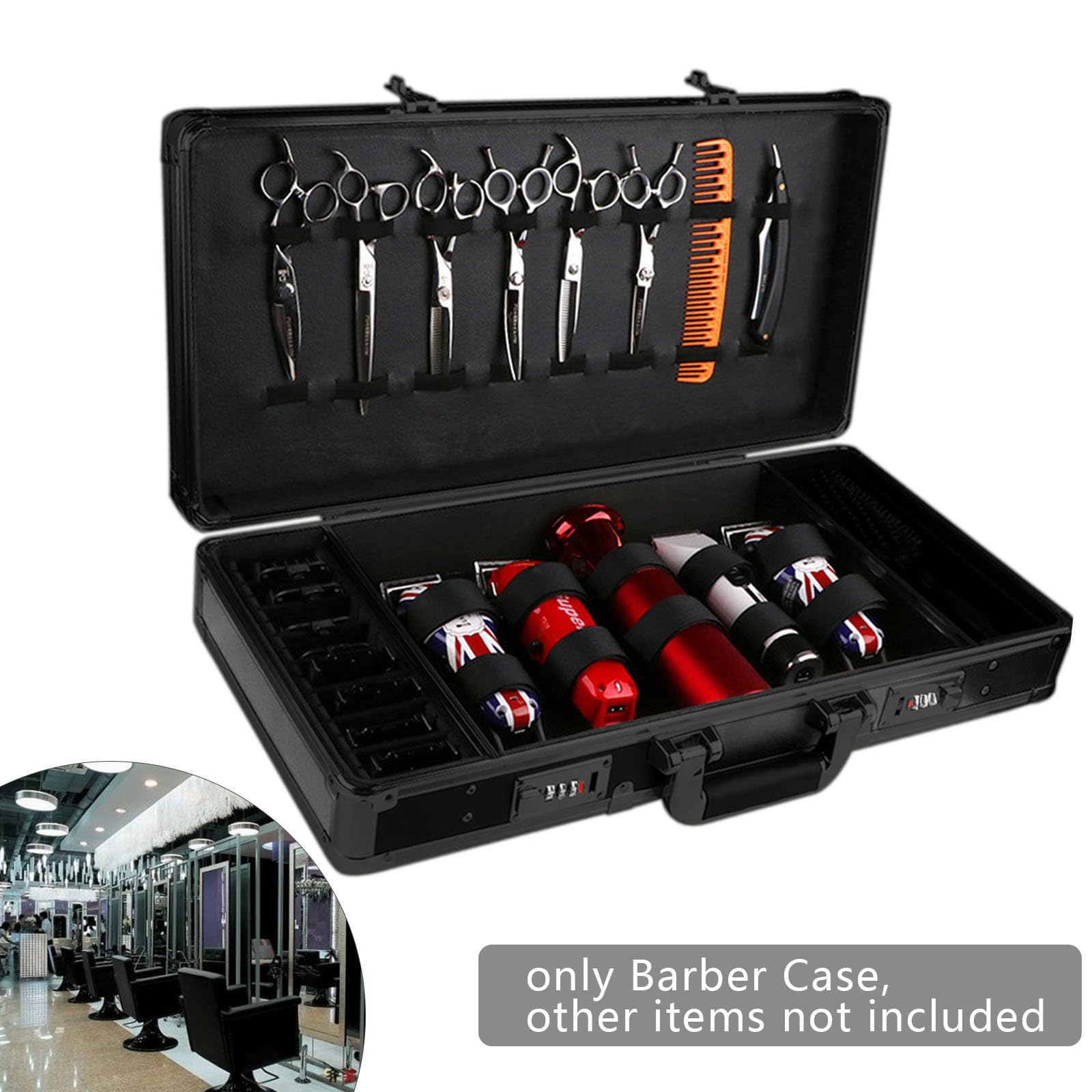 Barber torba do noszenia, przenośna torba na narzędzia, organizer z blokadą, profesjonalna torba fryzjerska, torba na narzędzia, walizka do salonu fryzjerskiego, organizer do makijażu, czarna