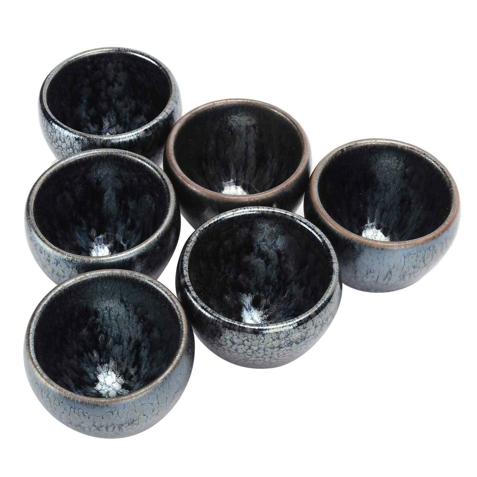 Zestaw Ceramicznych Filiżanek do Herbaty Kubek Ceramiczny 6 Sztuk Tradycyjna Glazurowana Filiżanka 7 X 6,2 Cm do Degustacji Herbaty Kung Fu Kolekcja Wystawowa w Kuchni Domowej (kwiaty)