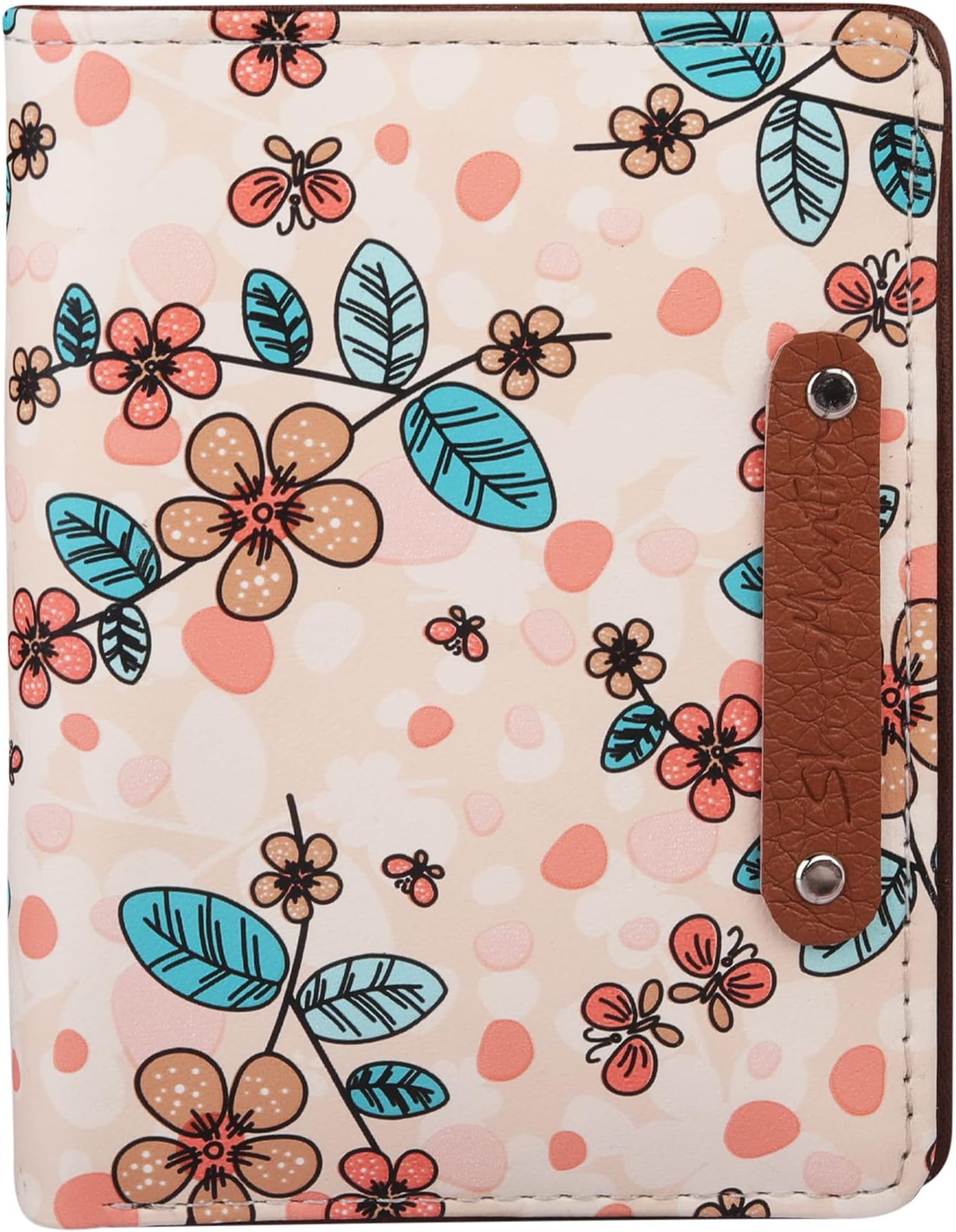 Small Wallet for Girls | Slim Pastel Floral Pattern Card Holder | Bi Fold Faux Leather Girl's Wallet
