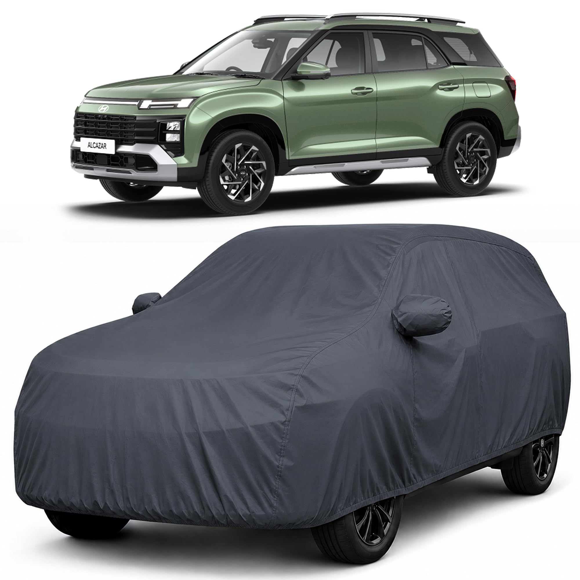 Autofact Premium Waterproof Car Cover for for Alcazar Facelift | High Quality Rain Cover Fabric |Triple-Stitched |Lightweight & Soft Feel|Dustproof & Scratchproof |Indoor & Outdoor Use
