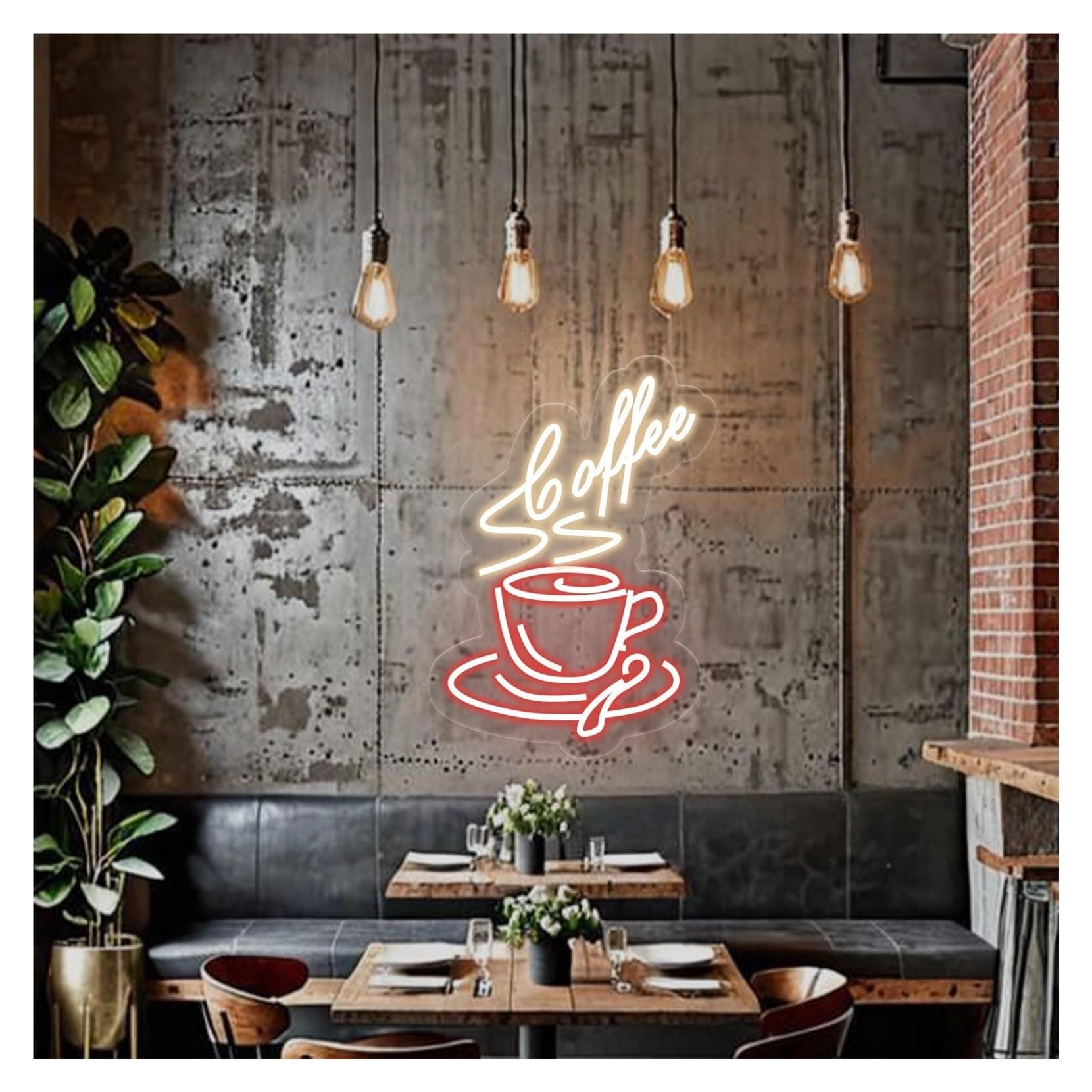 Rongch D Hanging Art Signs Coffee Neon Sign,Suitable For Cafe Home Wall Ecor With Immable 28Cmx40cm(D)