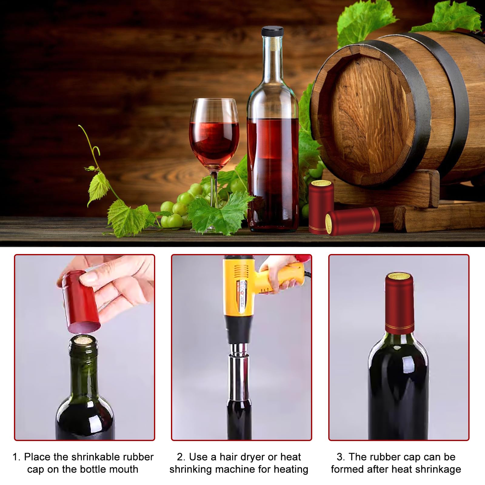 Amazon | PVC熱収縮カプセル100個 ワインボトルコルクストッパー