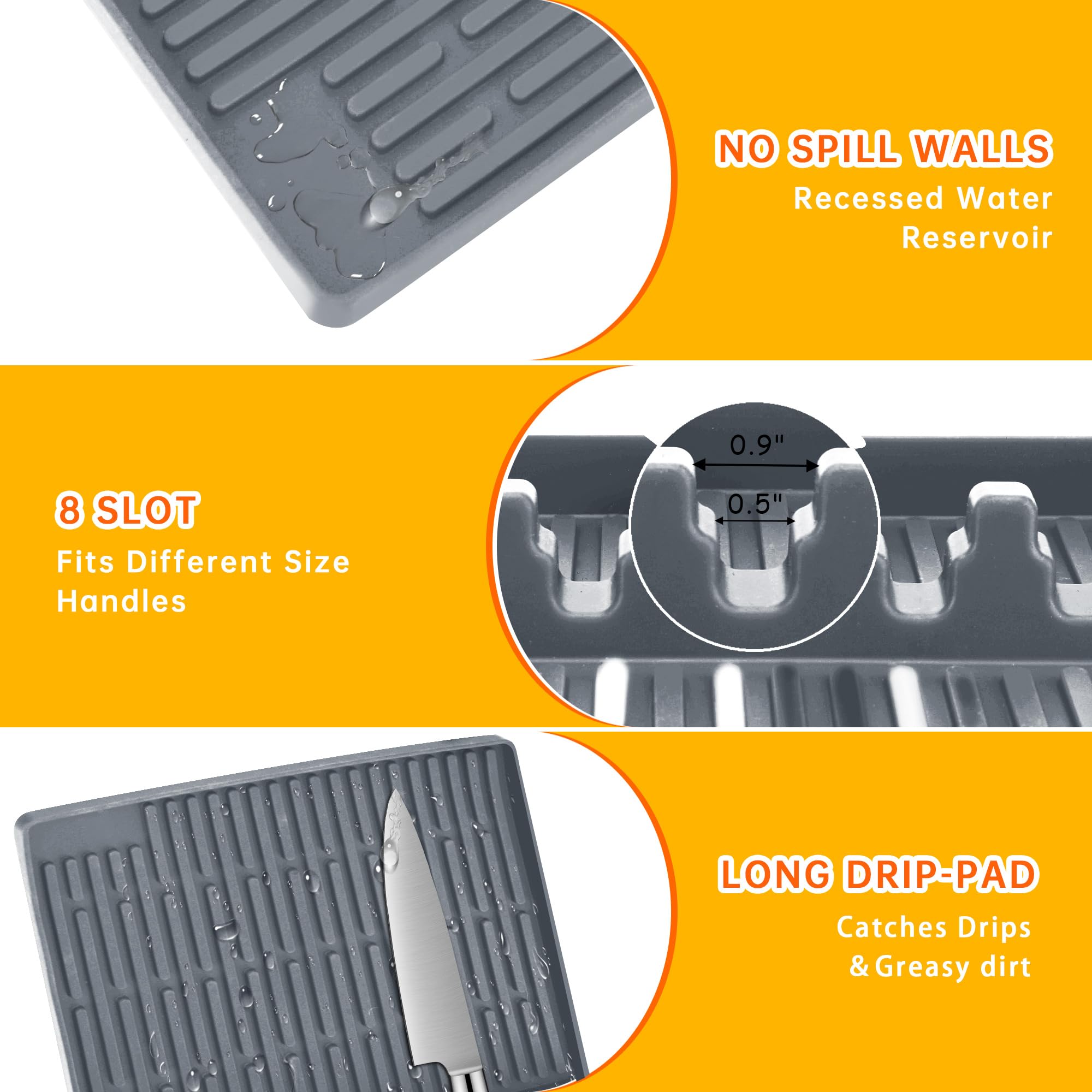 Tappetino per Utensili per Piastra in Silicone per Blackstone, Resistente alle Alte Temperature, Struttura Antiscivolo, Facile Pulizia Ideale per BBQ e Sessioni di Grigliate (grigio sottile)