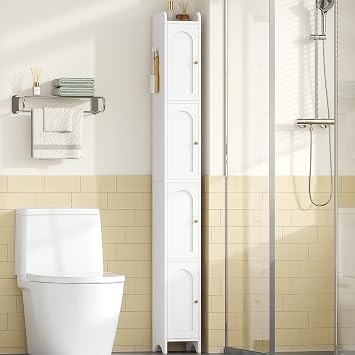 Hzuaneri 70.9 H Bathroom Storage Cabinet, Tall Corner Cabinet with 4 Doors