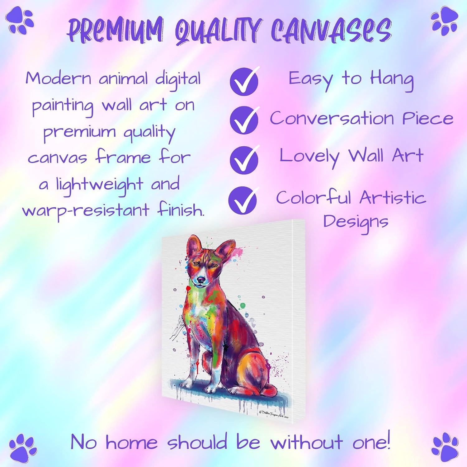 Doggie of the Day Watercolor with Basenji Dogs Canvas Wall Art - Premium Quality Ready to Hang Room Decor - Flat Rolled 16" x 20"
