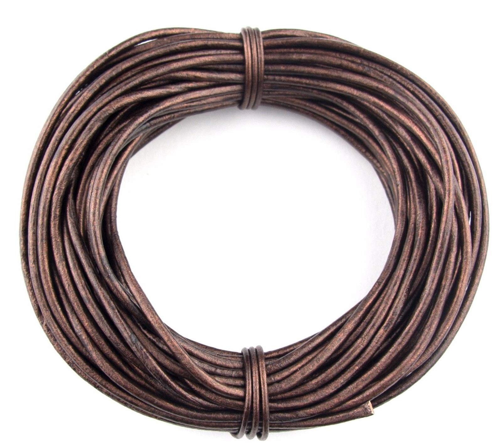 Brown Metallic Round Leather Cord 2mm 10 Meters (11 Yards)