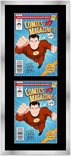 Miniatura 20 de Poster Palooza Marco de cómic con paspartú para 4 cómics de la era actual publicado después de 1985, marco de cómic negro para cómics de 6.875 x