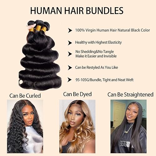 Miniatura 2 de Paquetes individuales de cabello ondulado 12A, 100% mezclado, perfecto de 12 pulgadas, paquetes de cabello humano virgen brasileño, paquetes de