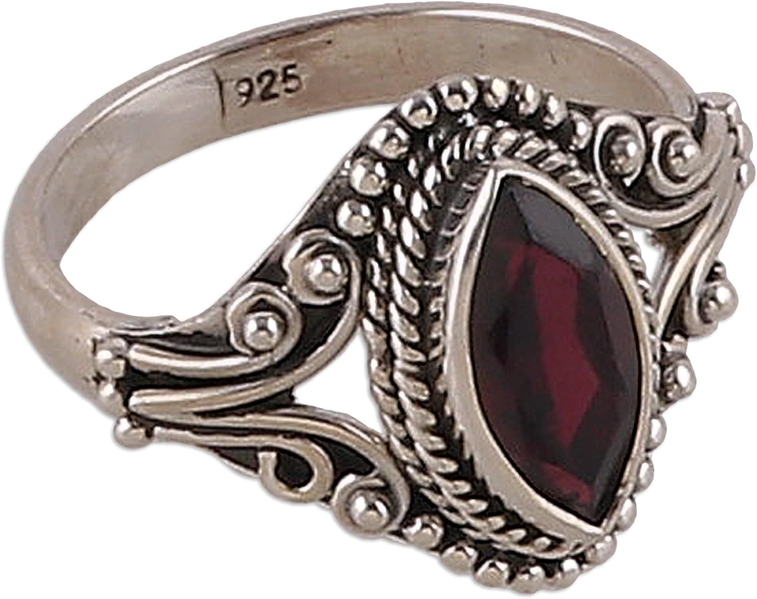 NOVICA Garnet .925 Sterling Silver Ring 'Passionate Luxury'