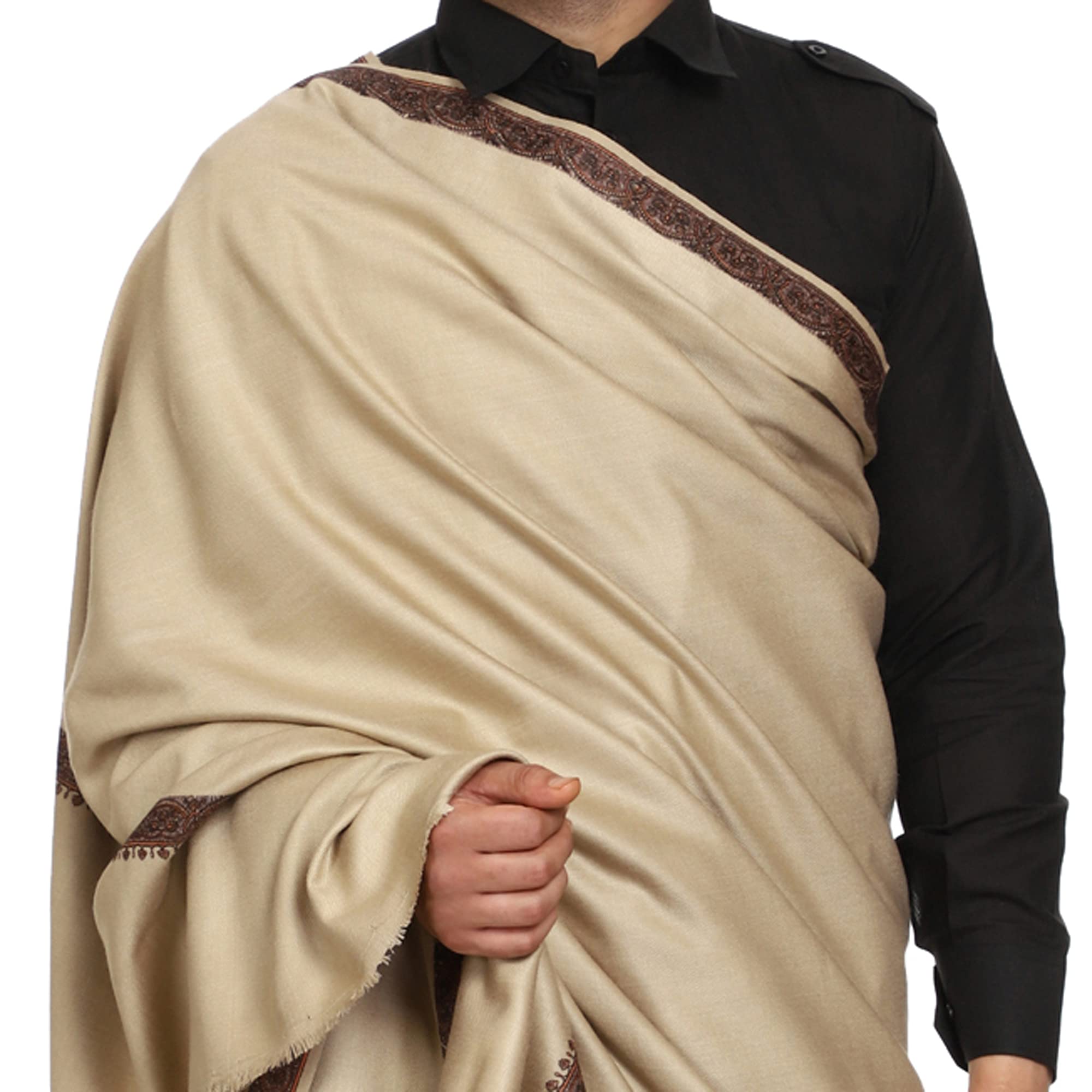 SWI WITH LABEL Men's Embroidered Fine Acrylic Shawl | Men's Shawl Inspired by intricate traditional Kashmiri embroidery work | Felicitation Shawl to honor chief guests 1