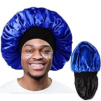 Vista 9 de Gorro para Hombre, Gorro de Satén para Dormir, Gorros de Doble Capa de Satén para Mujeres Negras con Cabello Rizado y Trenzas, Gorra Reversible