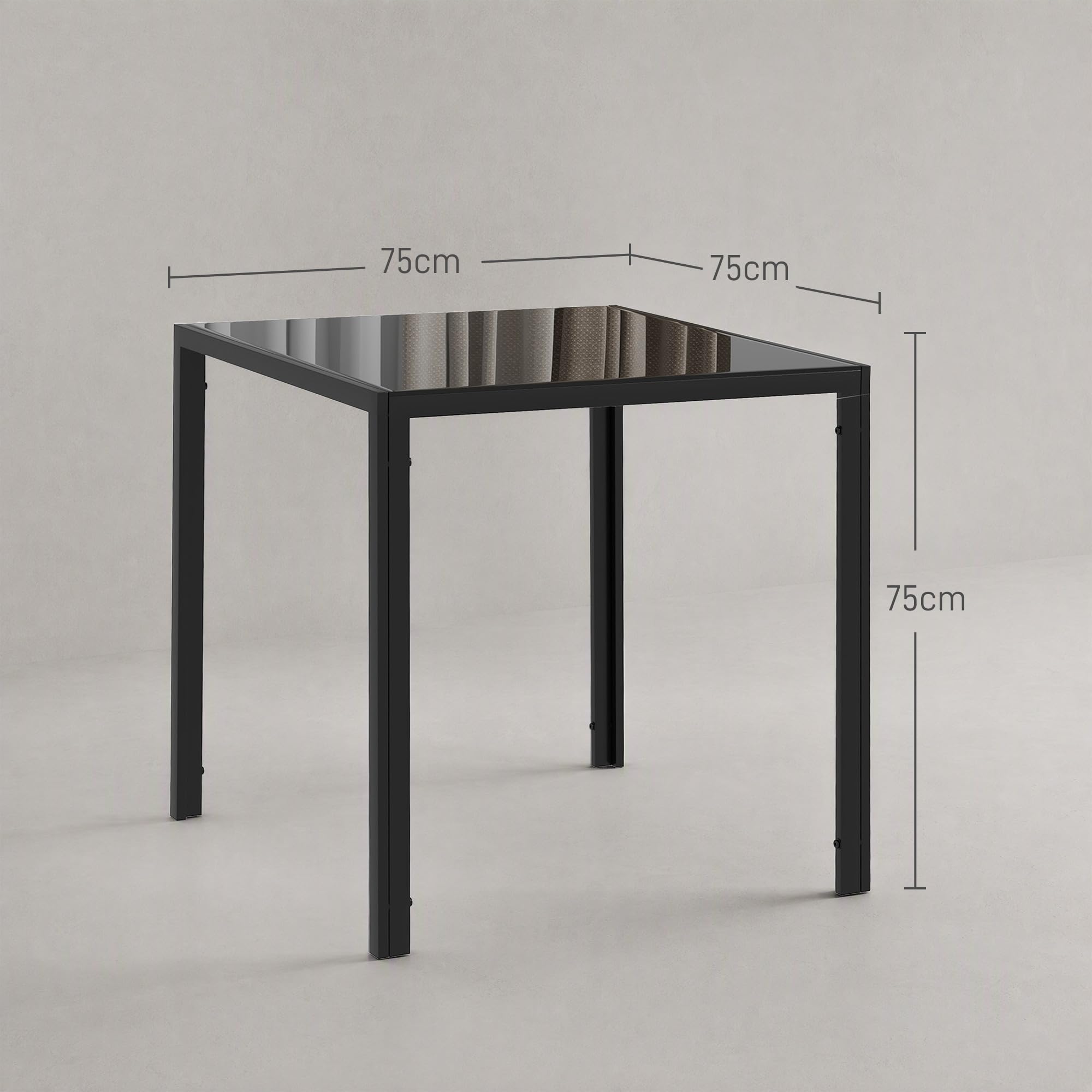 HOMCOM Tavolo da Pranzo 75cm Quadrato 4 Posti Cucina Nero