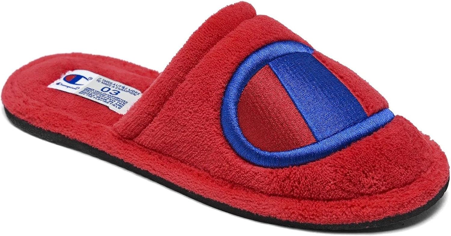 Champion ビッグキッズ ボーイズ 寝間着 スリッパ, レッド, 7 Big Kid