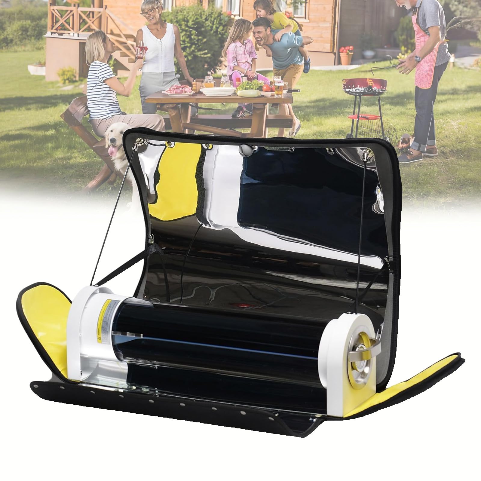WDDBFL Solar Oven, Parabolic Concentrating Solar Cooker, Prepare Meals in 20 Minutes, Metal Construction, 4.5L Capacity, for Cooking, Baking, Grilling, and Frying