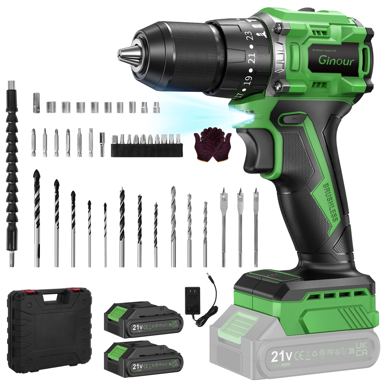 6 Best Battery Operated Drill In 2025 - Buying Guide 7 Ginour 21V Brushless Cordless Drill Set Power Drill Set with 2 Batteries and Charger, 23+3 Torque, Brushless Electric Drill Driver Hammer Impact Drill Set, 3/8-Inch Keyless Chuck, 2 Variable Speed