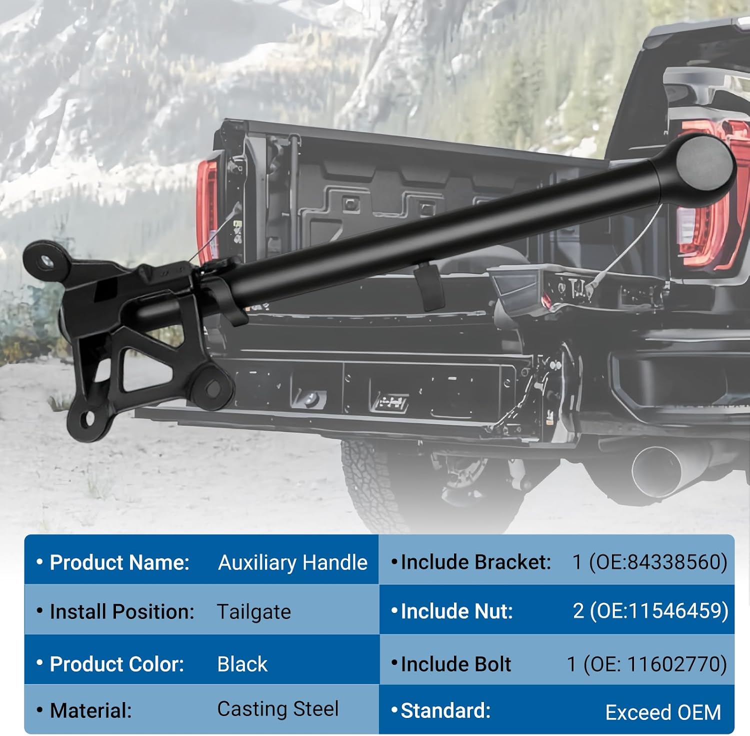 85116689 Auxiliary Tailgate Step Handle Assembly Fit for Chevy Silverado & GMC Sierra 1500 2500 HD 3500 HD 2019-2026, Pickup Box Assist Handle with Bracket, Rear Gate Step Armrest, Replace #84338560