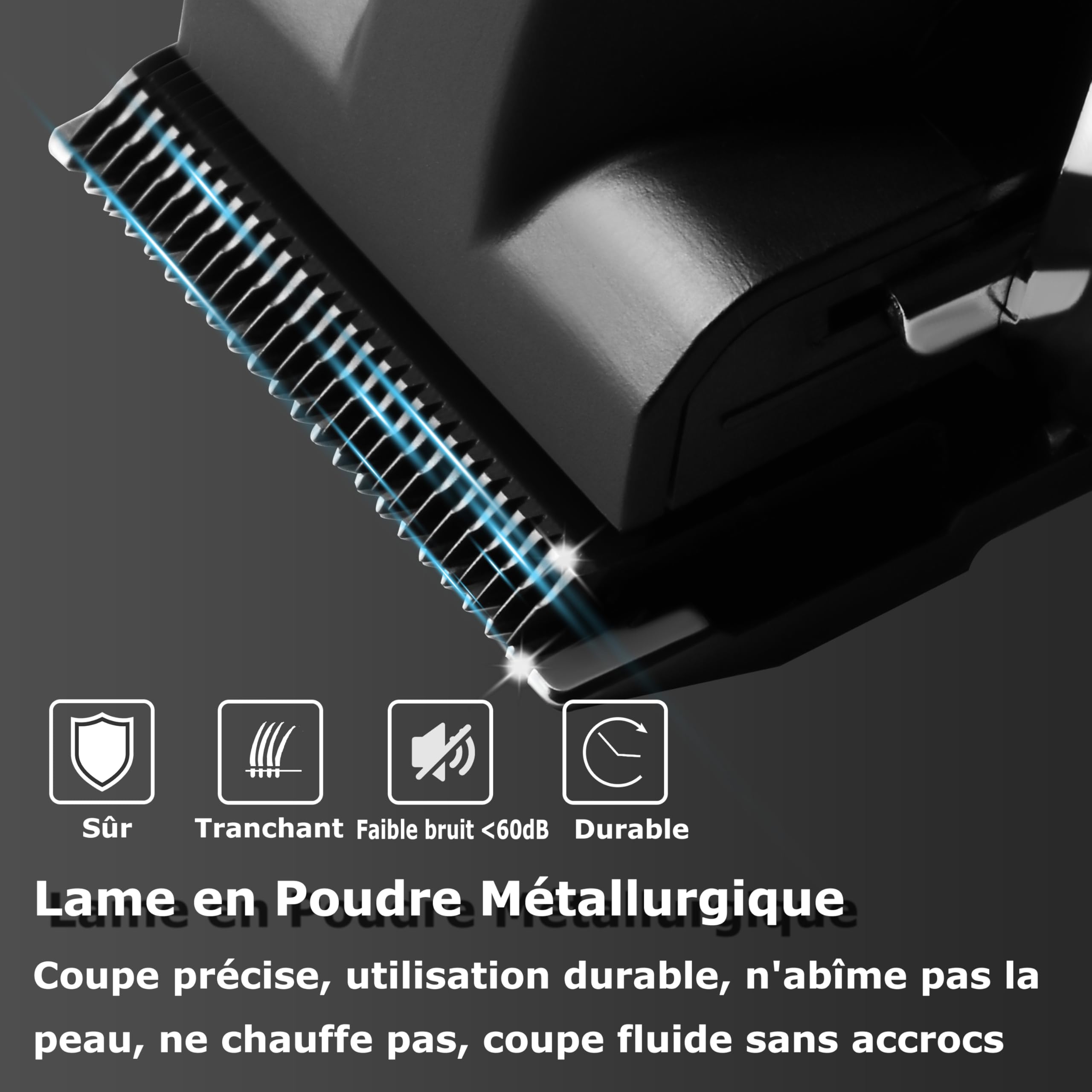 KEMEI 2296 Tondeuse à Cheveux Professionnelle Homme, Sans Fil, Lames en T, Recharge USB, Noir