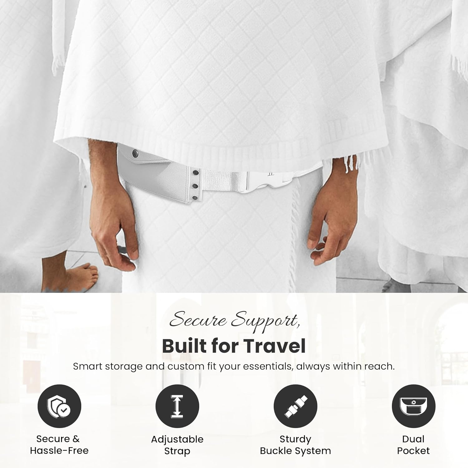 Premium Microfiber Ihram and Ihram Belt with Accessories for Hajj and Umrah Essentials