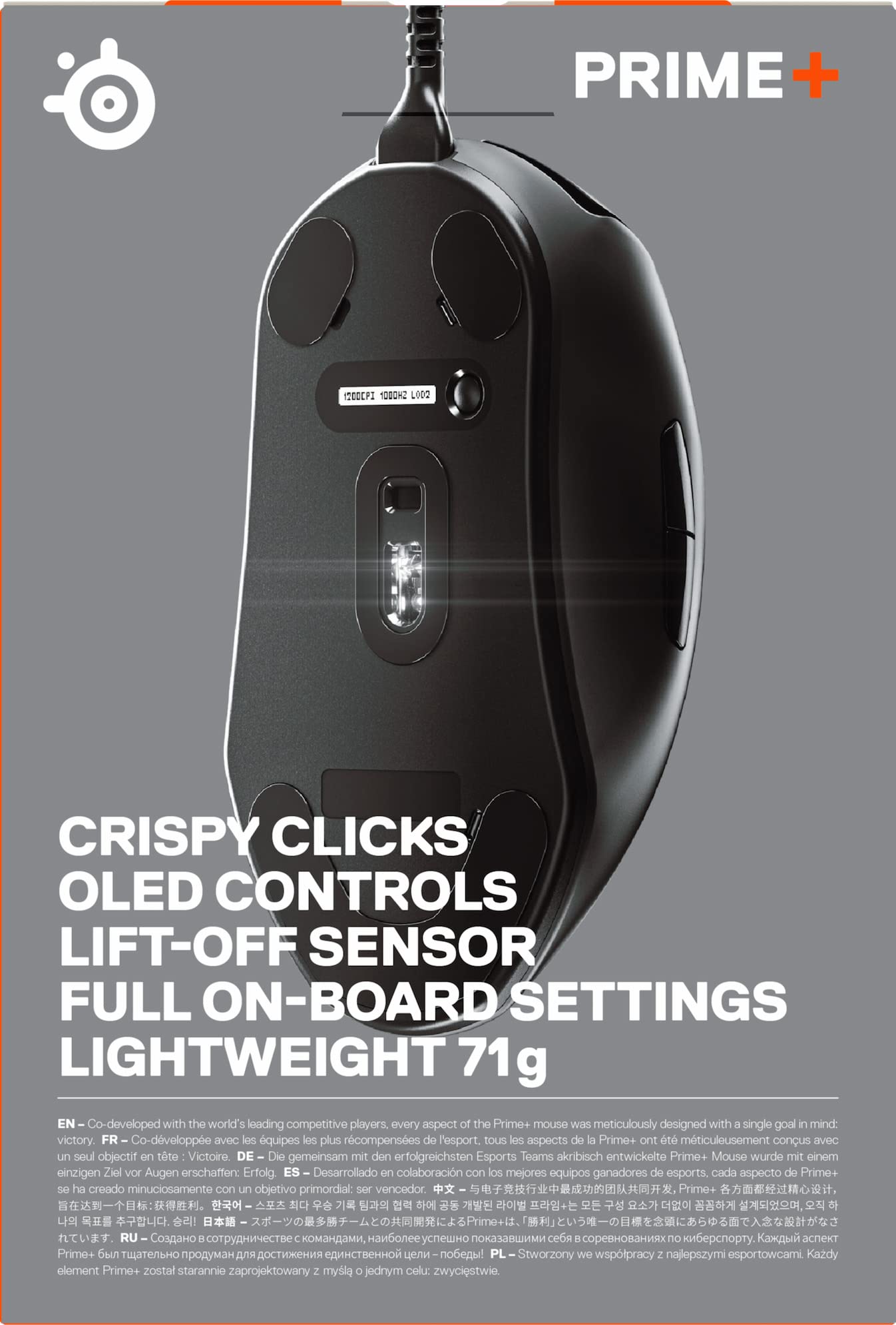 SteelSeries Prime+ - USB Souris de jeu Esports Performance - Capteur optique TrueMove Pro de 18 000 CPI - Interrupteurs optiques magnétiques, Noir