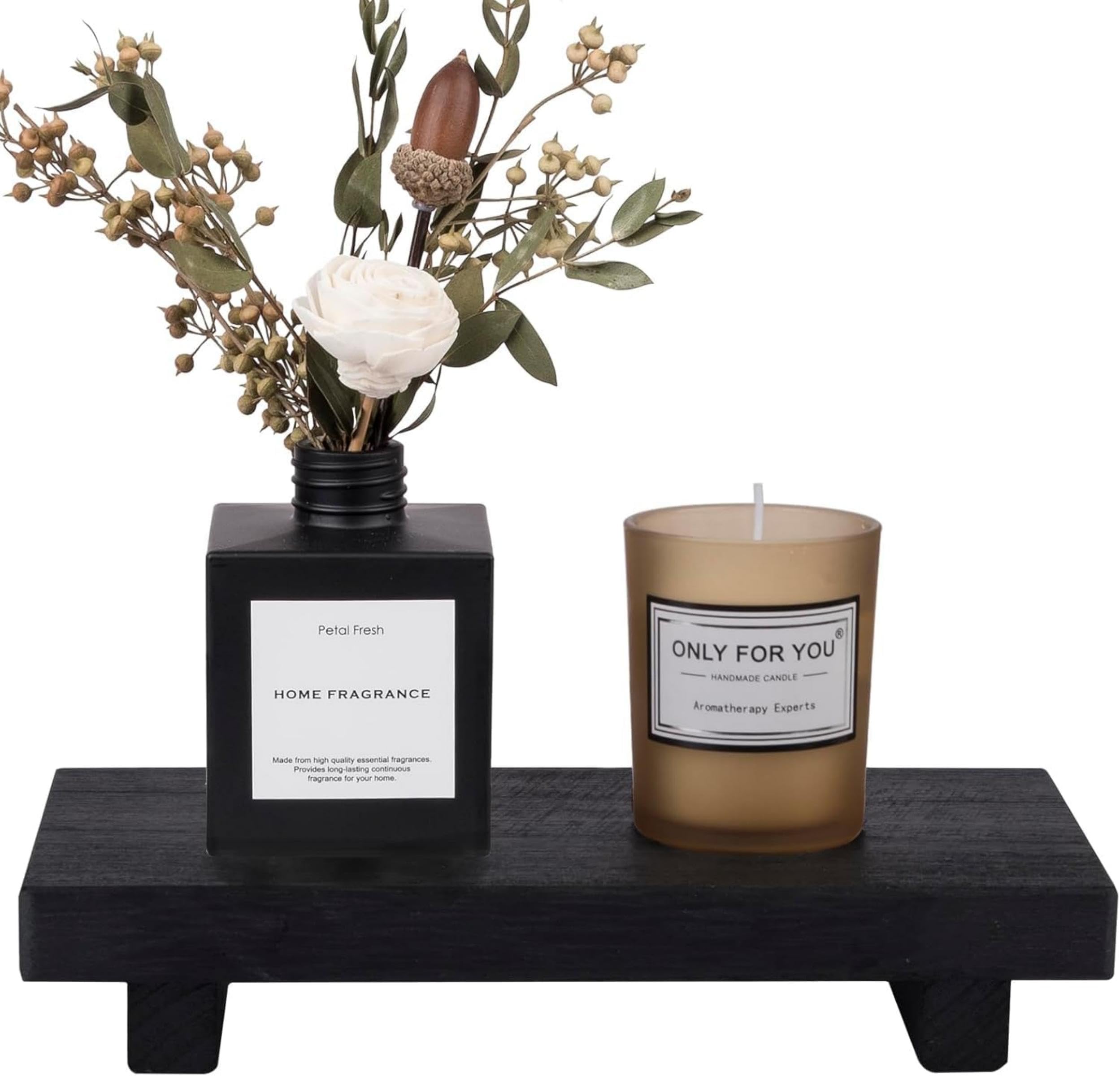 Wooden Tray, Decorative Wooden Tray, Wood Riser for Vanity, Counter, Kitchen Counter(Brown)(9.05×5.9×1.57 in) - 3