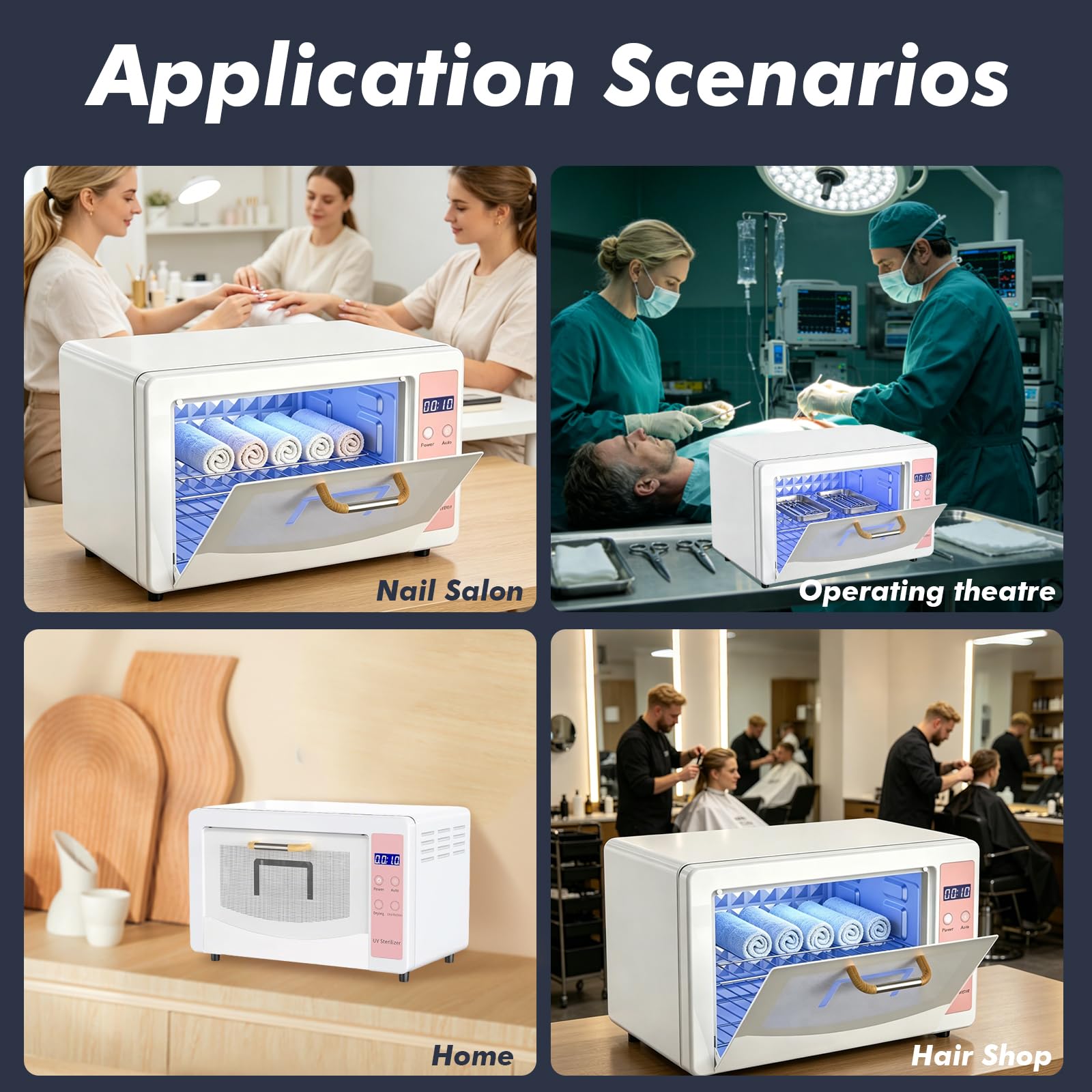 Stérilisateur UV 10L pour Salon de Manucure, Grand Appareil de Nettoyage pour Outils de Manucure avec Séchage à Air Chaud, Stérilisateur d'Instruments pour Salons de Beauté, Coiffeurs, Spas & Maison