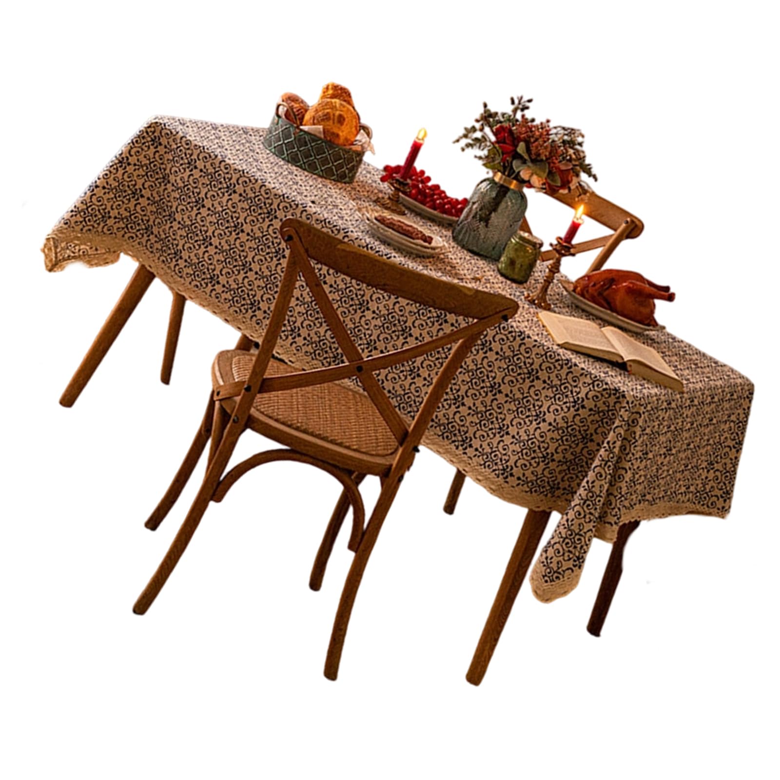Elnwnnkc Christmas Tablecloth Festive Dining Decors Polyester Stain Resistant Table Cover for Holiday Gatherings and Family Party Christmas Print Tablecloth Holiday Dining Decors