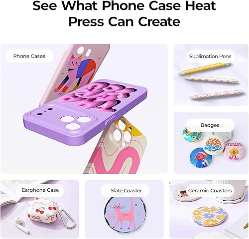 Miniatura 3 de HTVRONT Máquina de Prensa de Calor para Funda de Teléfono Compatible con iPhone y Android - Prensa de Calor al Vacío H17 para Fundas de Teléfono