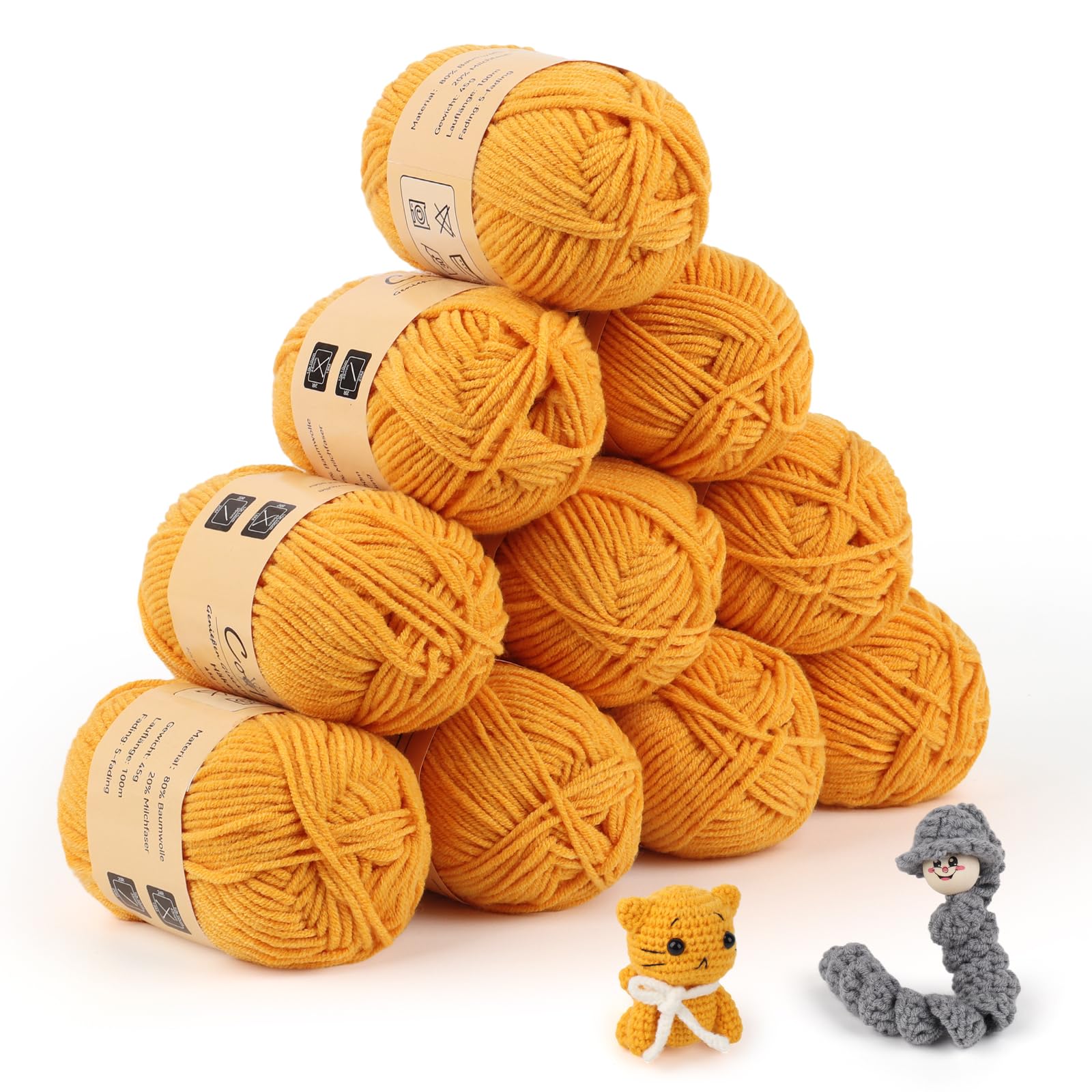 Coopay Wolle zum Häkeln, 450g (10x45g) Weiches Häkelgarn, 5 Faiding Wolle zum Stricken, Babywolle zum Häkeln für Anfänger, Super Weich Häkelgarn Babywolle für Häkel- und Strickprojekt