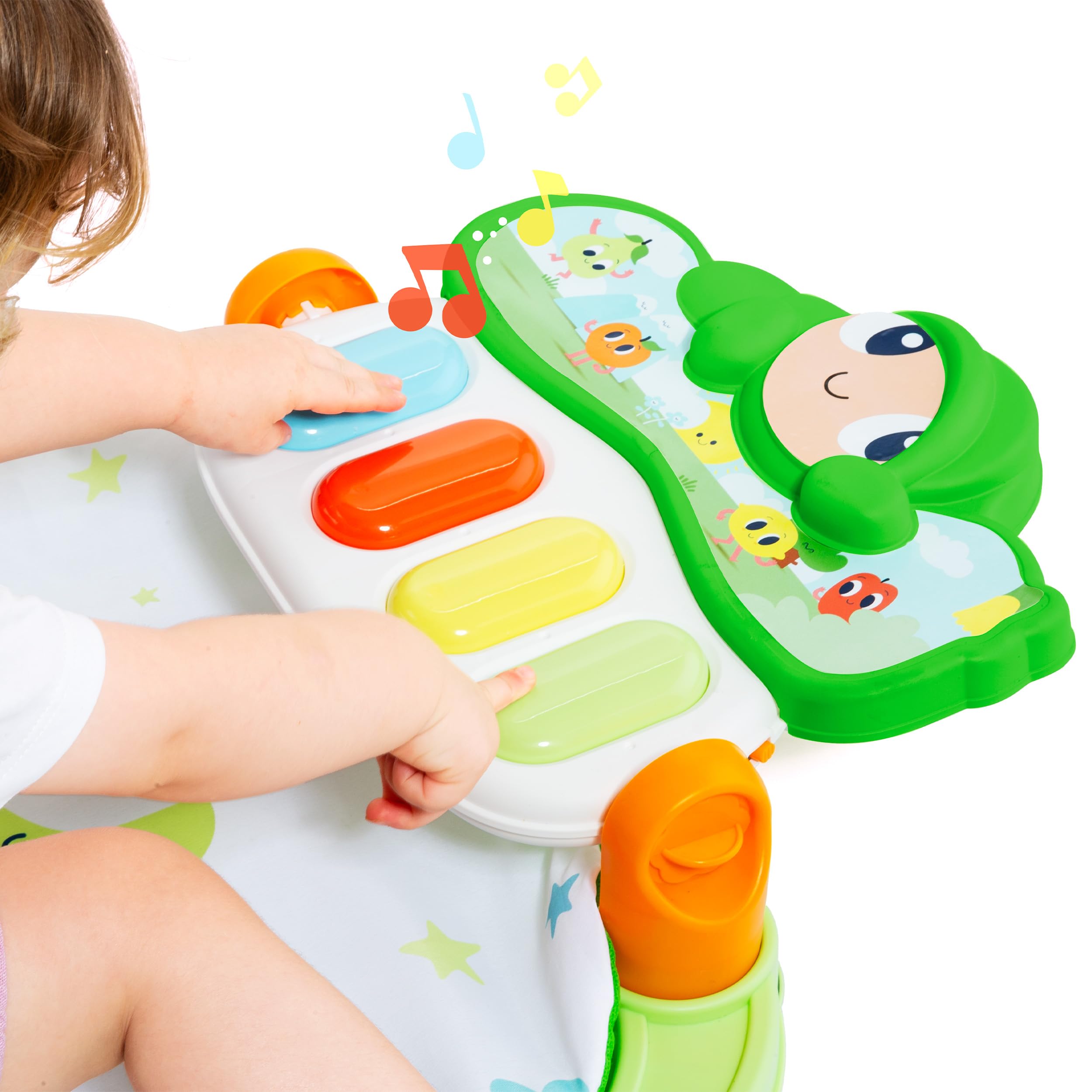 MOLTO - Gusy Luz Alfombra Gimnasio Bebé Activity Piano con Luces, Sonidos y 20 Melodías, Manta de Juegos Infantil con 4 Modos, 3 Juguetes y Pian, Lavable, Plegable y Portátil, + 0 Años