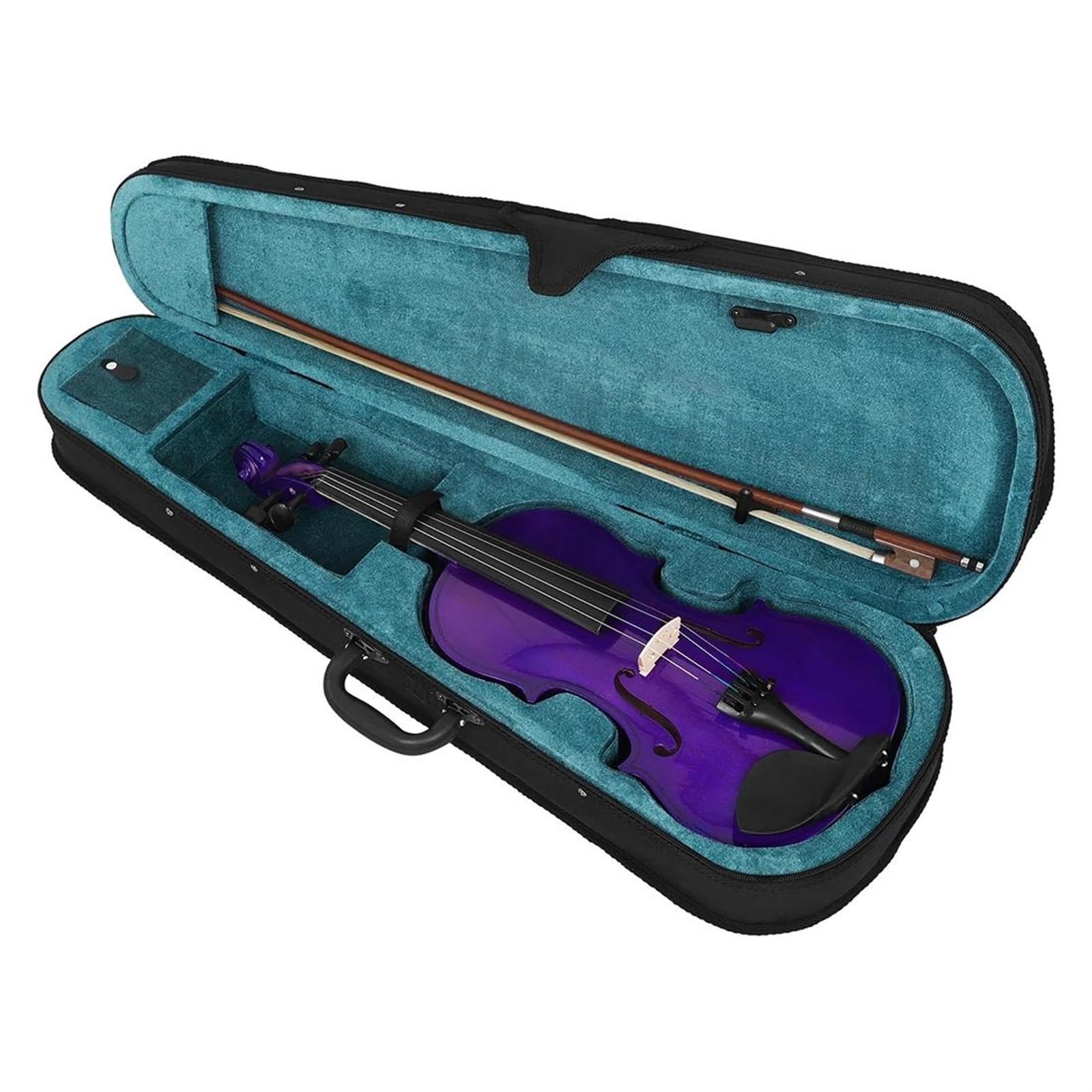 Violino Acustico In Legno Massello A Grandezza Naturale 4/4 Per Principiante Con Custodia E Di Colore Verde/viola(Purple)