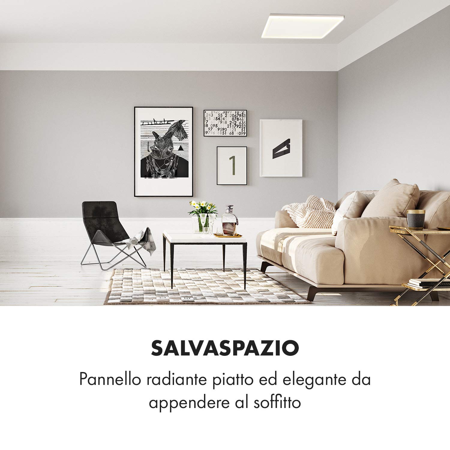 Klarstein Smart Stufa Elettrica Basso Consumo, Termoconvettore a Parete 350W Termosifone Elettrico, Riscaldamento Elettrico, Pannello Radiante Infrarossi, Lampada Riscaldante, Telecomando, IP52 No CO2