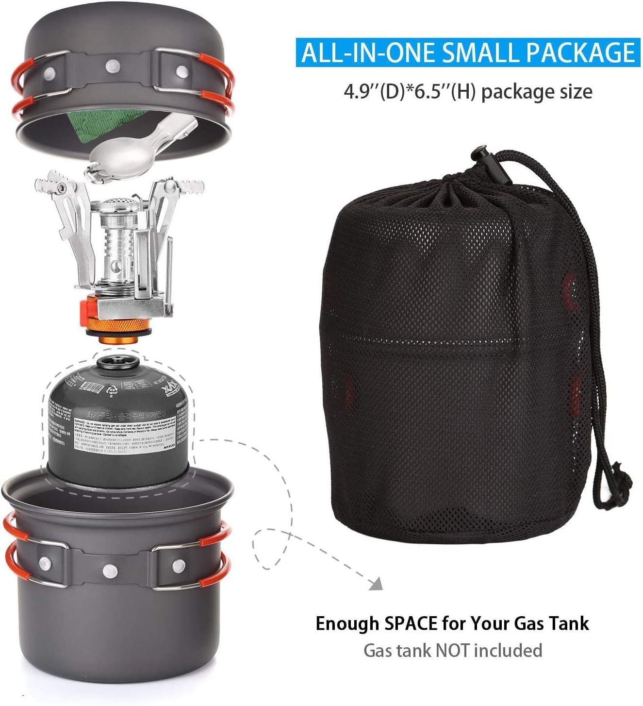 Camping Cooking Set, Portable Camping Cookware Mess Kit Pots and Pans Set for Hikers or Backpackers. (Color : Green)