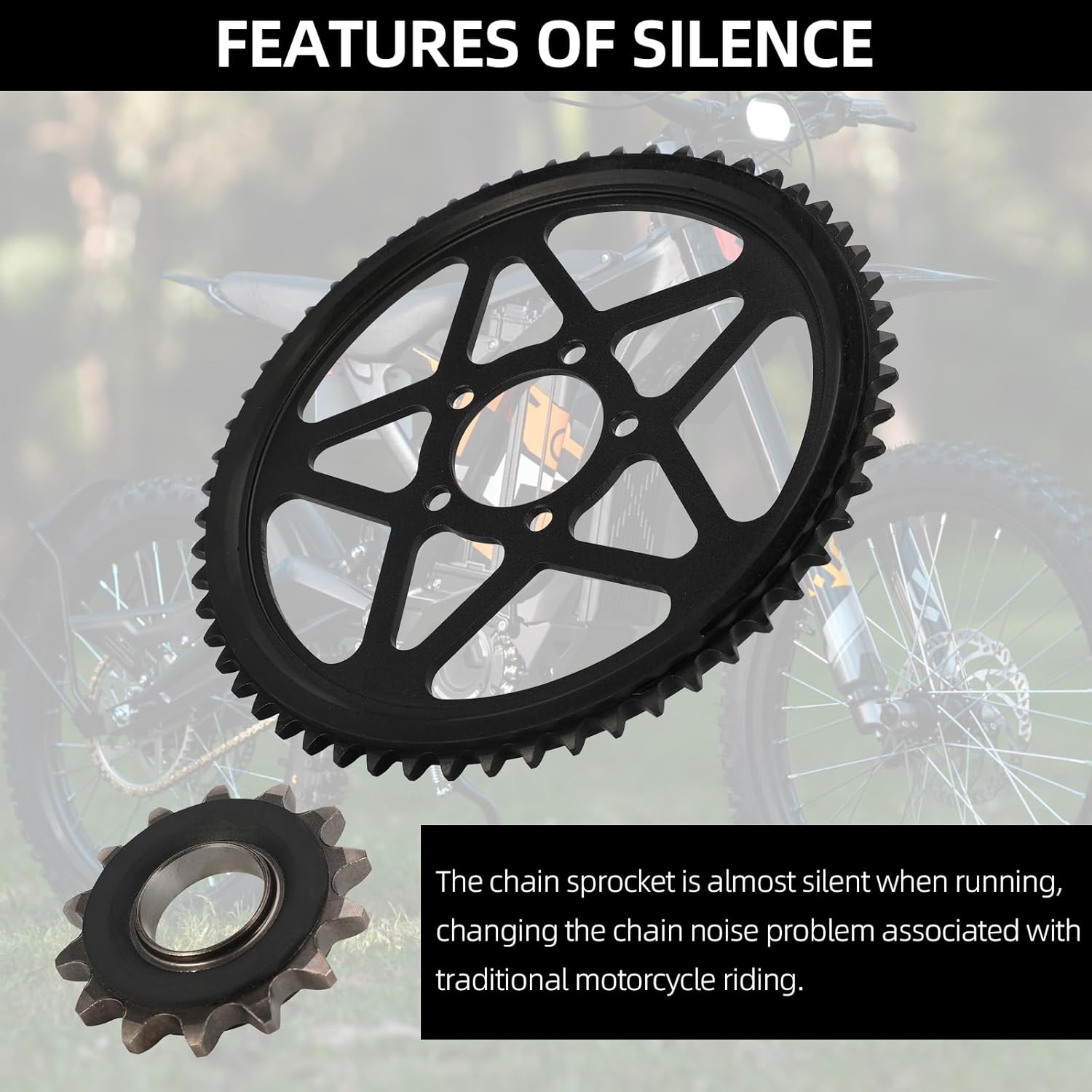 Chain Sprocket for Surron,Silent 58T Rear Sprocket + 14T Front Sprocket for Dirt Bike Sur Ron Light Bee S/Light Bee X