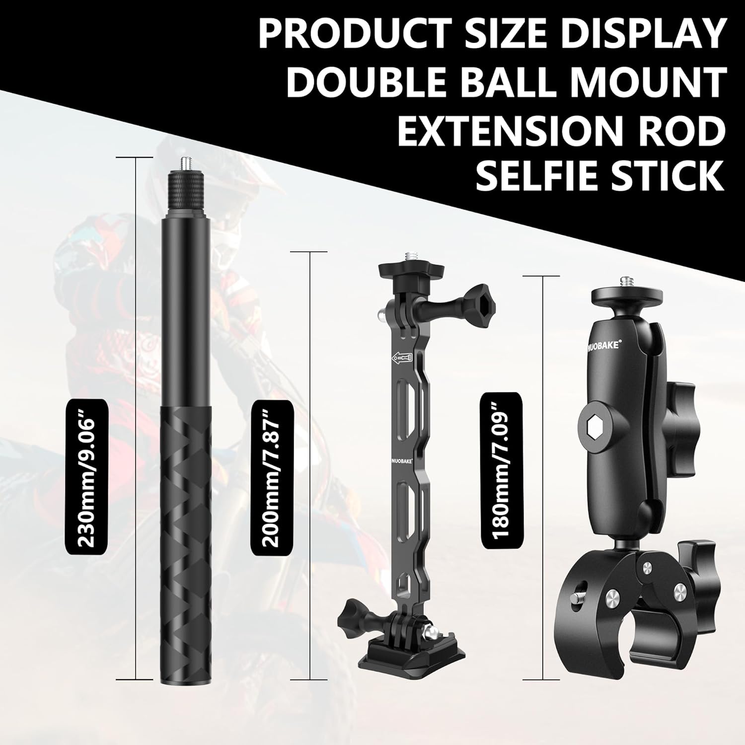 Bike Motorcycle Handlebar Mounting Bundle Kit for Insta360, Third-Person Bicycle Handlebar Selfie Stick Clamp Action Camera Accessories Mount Compatible with Insta360 X5 X4 X3 X2 X ONE GO3 S, GoPro