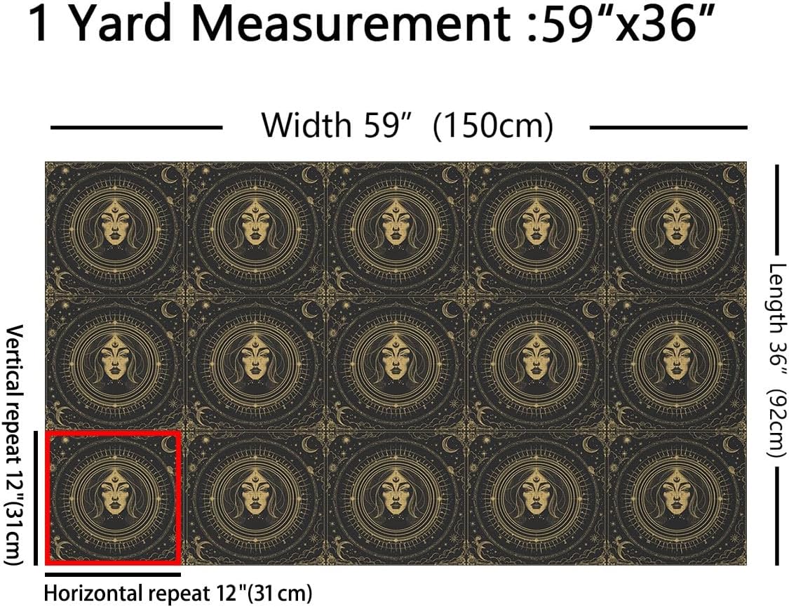 Erosebridal Psychedelic Galaxy Upholstery Fabric,Mandala Sun Moon Indoor Outdoor Fabric,Glitter Stars Decorative Fabric,Capricorn Waterproof Fabric,Cartoon Style Fabric for Quilting Sewing,3 Yards