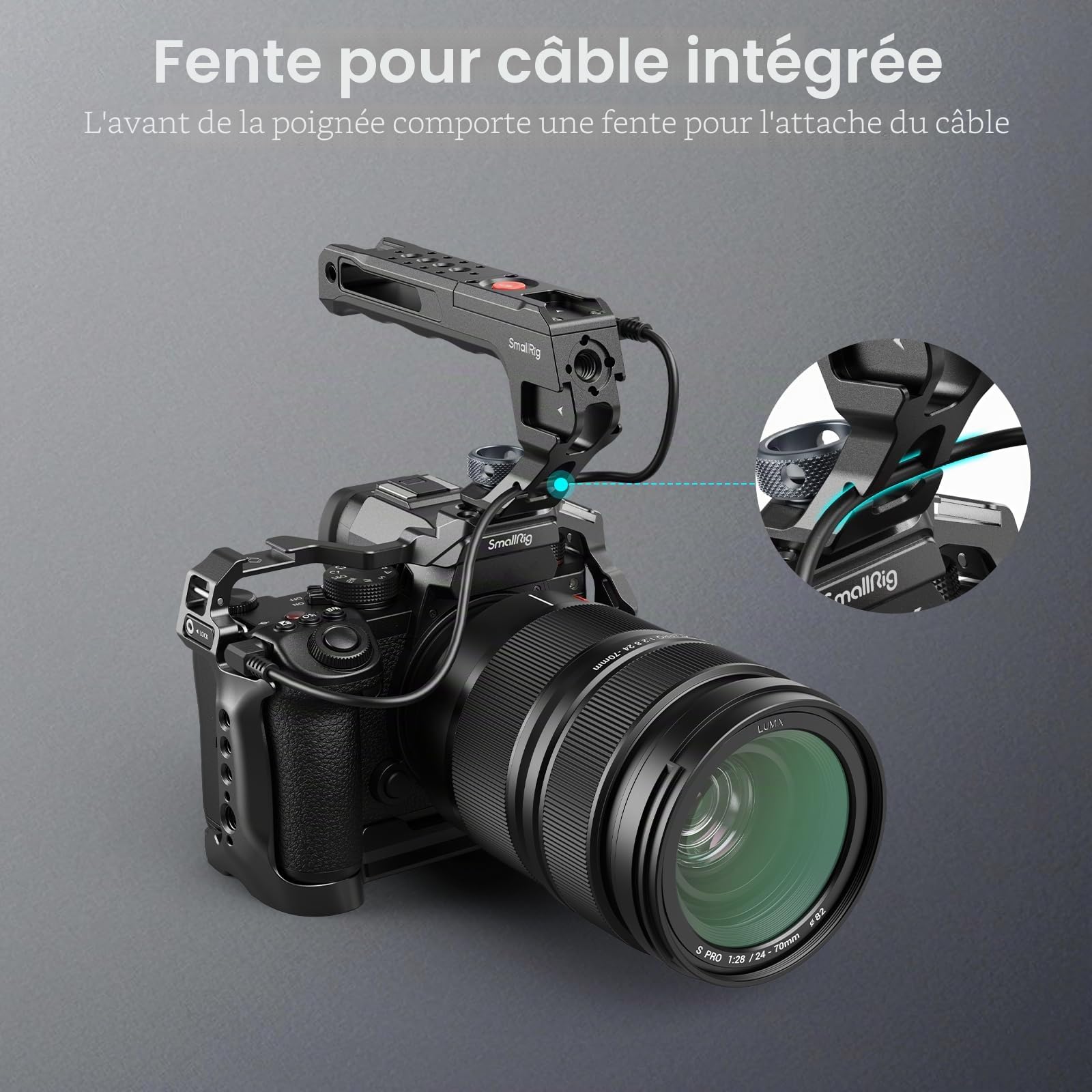 Poignée supérieure SmallRIG avec déclencheur ARRI 3/8"-16, compatible Sony A7 III/FX3/A6600, Canon R5II/R5C, FUJIFILM X-H2S/X-T5, Panasonic S5 II/GH5