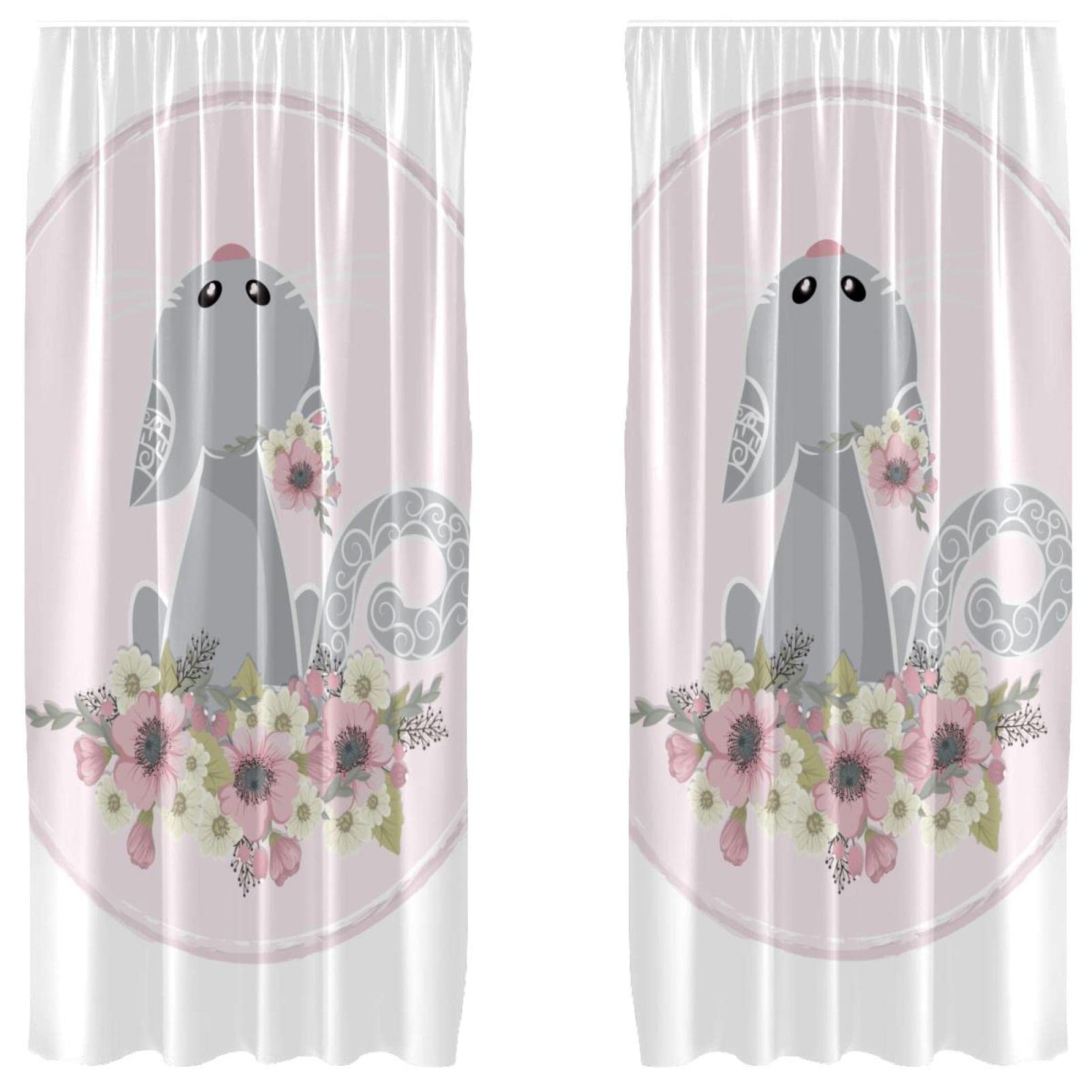 Cortinas opacas Sweet Cat de microfibra aislante para ventanas de dormitorio