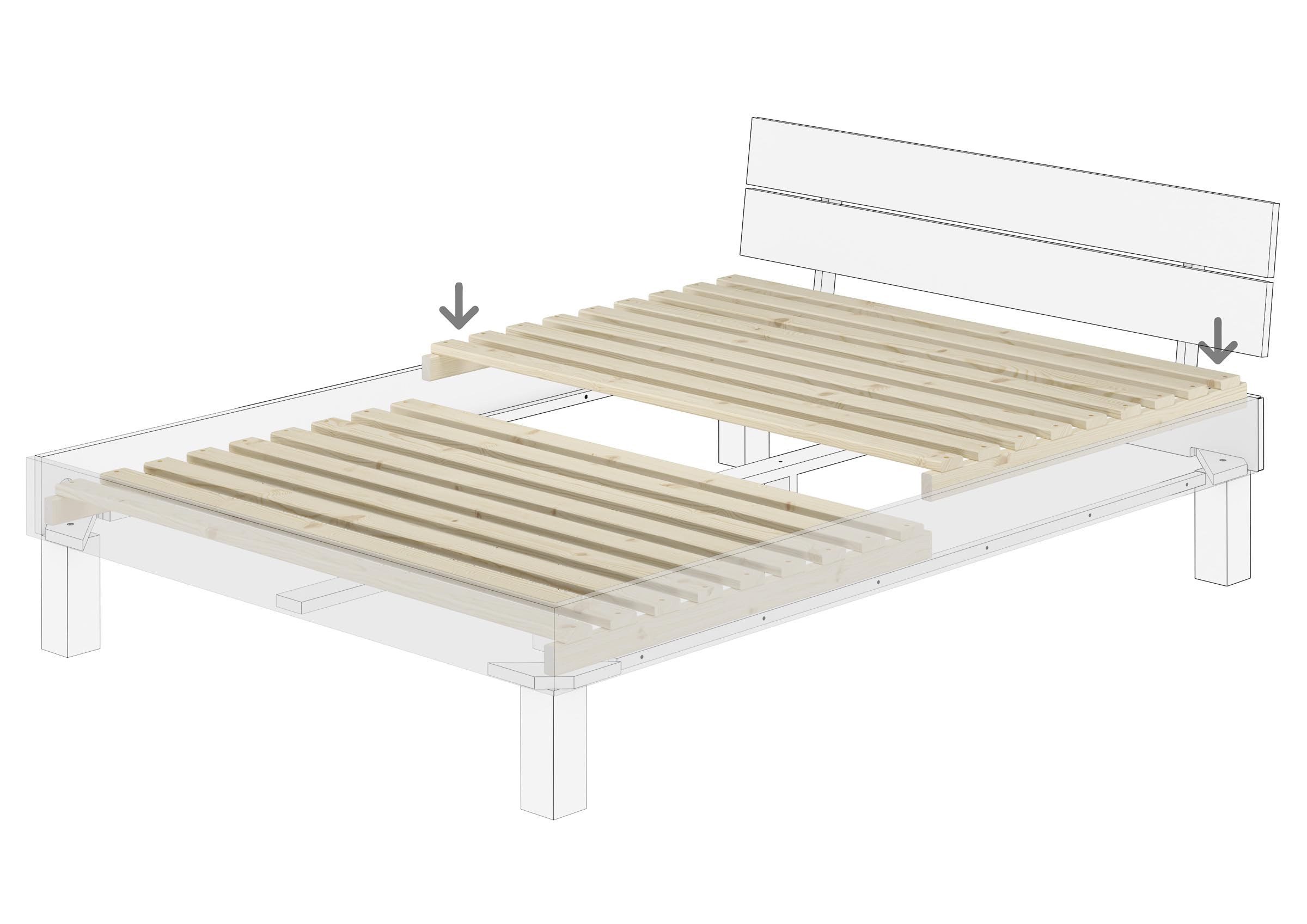 Erst-Holz Lattenrost Metallfrei Stecksystem 140 x 200 cm