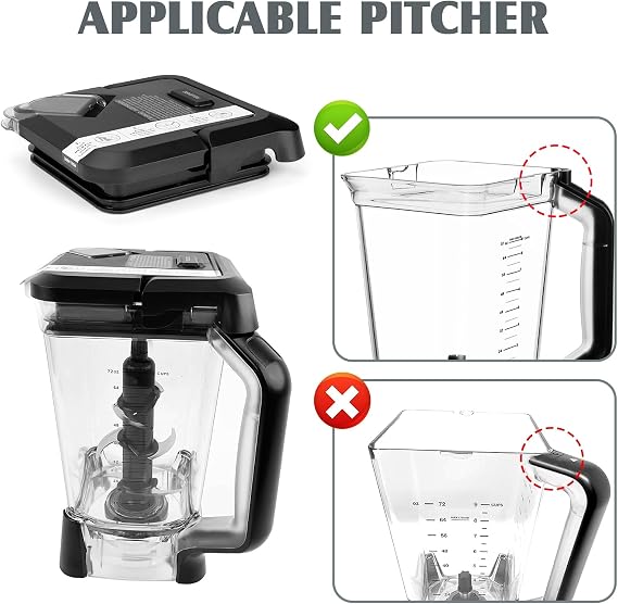 Lid Replacement for Ninja Blender 66 OZ Pitcher, Replacement Parts Top Locking Lid Cover for Ninja Blender
