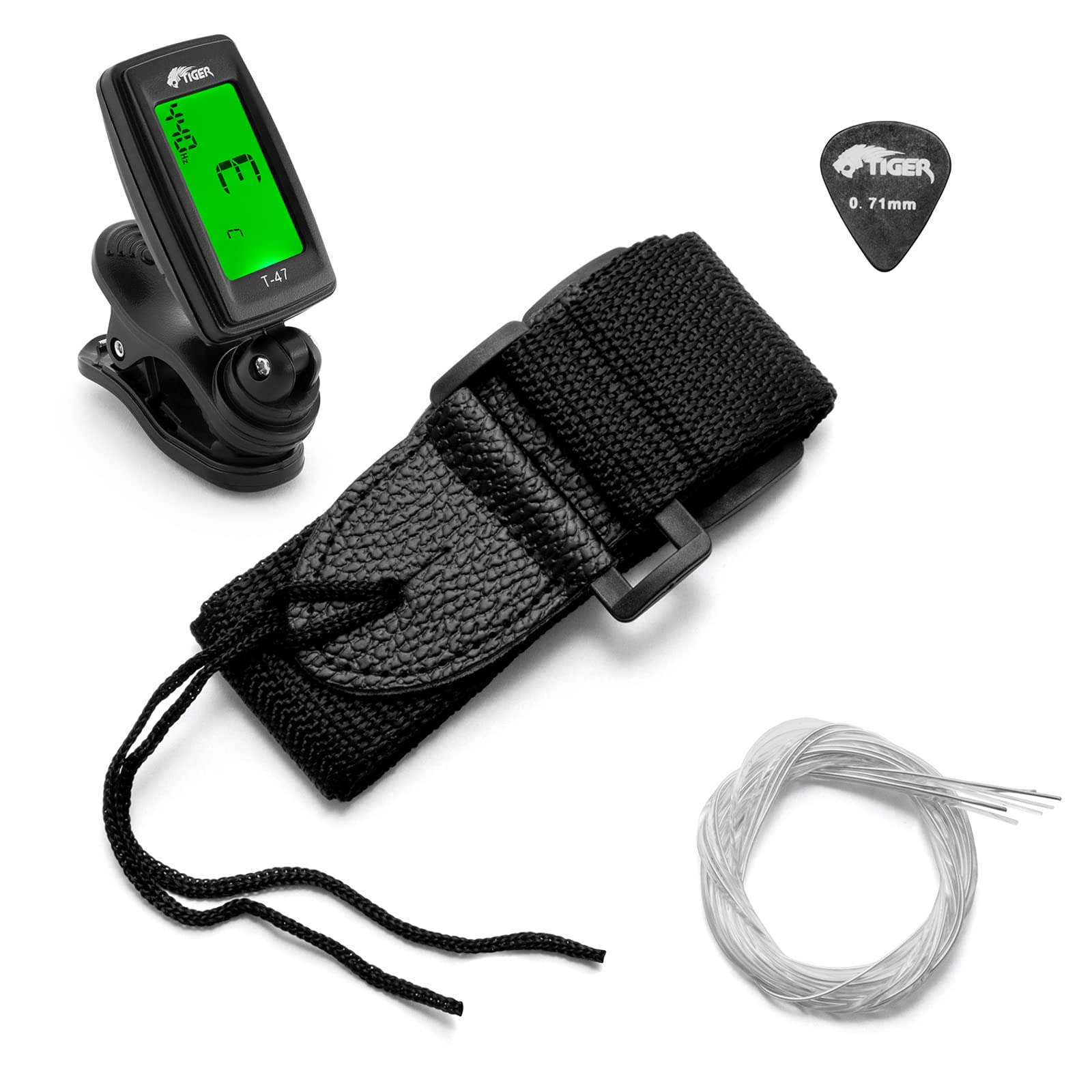 Tiger CLG4-RDTU Klassische Spanische Gitarre 3/4 – Ideal für Anfänger und Kinder ab 9+ Jahren – Mit Stimmgerät, Tasche, Plektrum, Gurt, Ersatzsaiten – Rot – Drei-Viertel-Größe