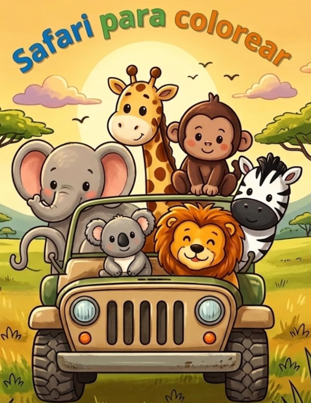 Safari para colorear: Dibujos de Animales de la Selva lindos y Fáciles para Niños y Niñas