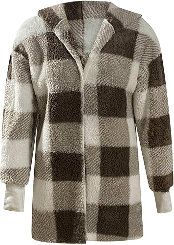 Vista 5 de oelaio Women Long Sleeve Button Down Jackets Plaid Flannel Shirts Tops Casual Lapel V Neck Oversized Shackets Blouses Top