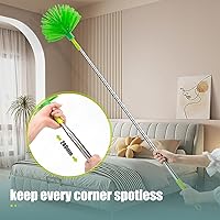 Vista 5 de Microfiber Duster with Extension Pole 30 to 100'', Bendable Reusable Washable Feather Dusters for Cleaning High Ceiling Fan, Cobweb, Blinds, Green