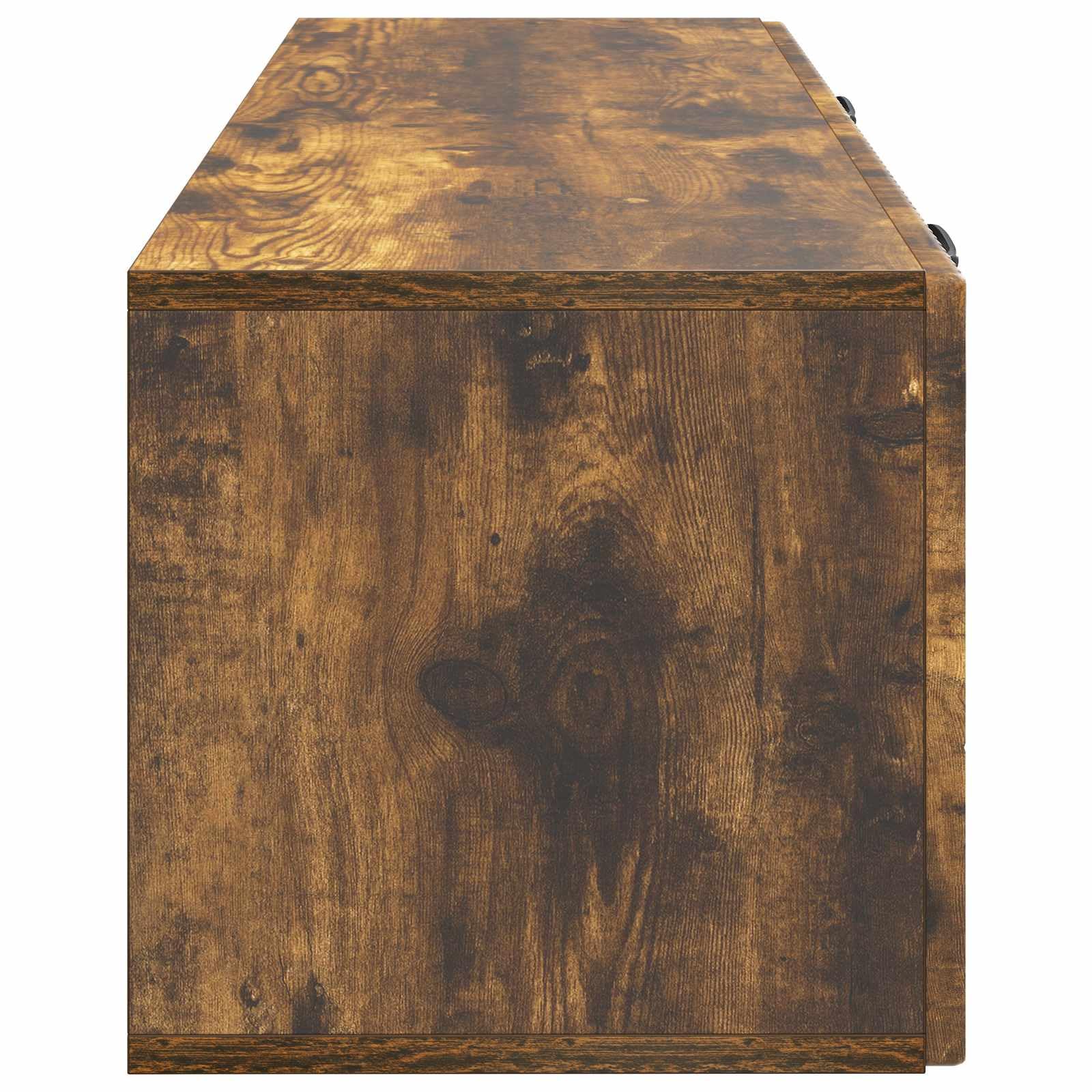 Mobile basso per TV, montaggio a parete, rovere affumicato, 98 x 31 x 30 cm | Mensola sospesa salvaspazio per soggiorno e camera da letto con 2 ante a ribalta e robusto materiale in legno fino a 60 kg.