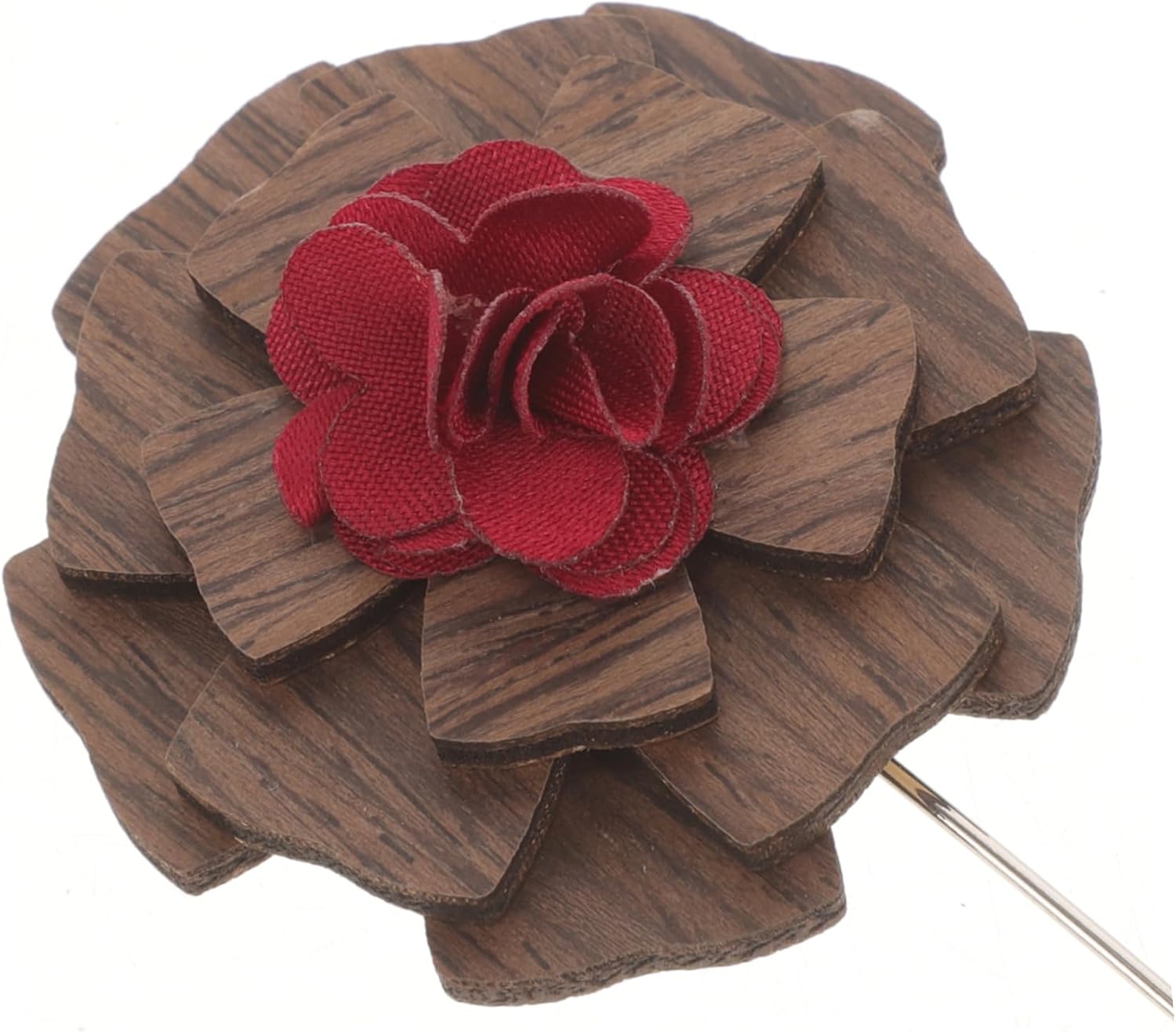 Wooden Flower Lapel Pin for Men and Women Vintage Boutonniere Brooch Five Colors Decorative Accessory for Weddings and Formal Events Chic Floral Pin for Suits