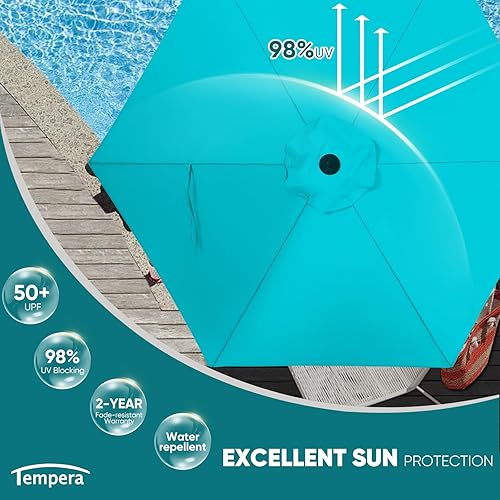 Miniatura 33 de Tempera Patio Market Outdoor Table Umbrella with Push Button Tilt and Crank,Large Sun Umbrella with Sturdy Pole&Fade resistant canopy,Easy to set